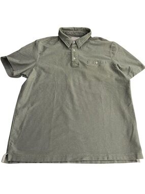JACHS New York Olive Green Cotton Reverse Slub Polo Shirt (L)